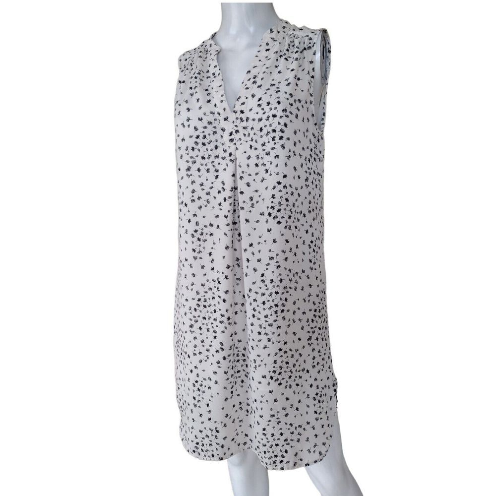 H&M Dress Women 8‎ Beige Black Chiffon Summer Sleeveless Fully Lined Boho AOP